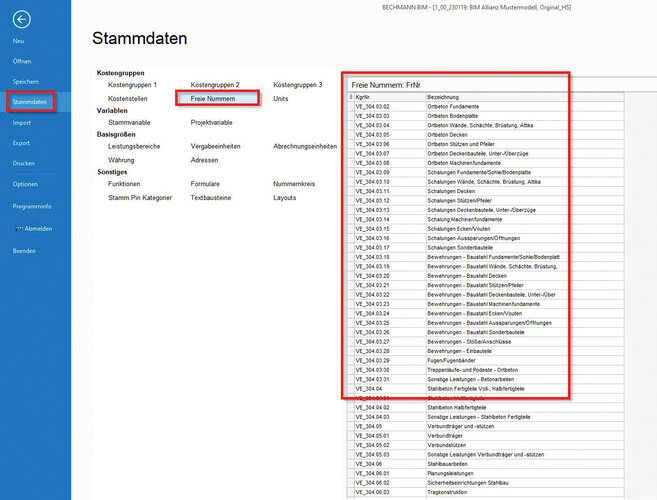 Freie Nummern