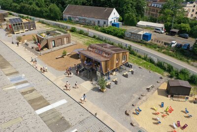 Das von RoofKIT entwickelte Gebäudekonzep aus der Vogelperspektive