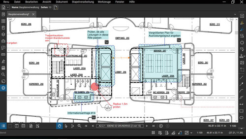 Screenshot einer Visualisierung von Bluebeam