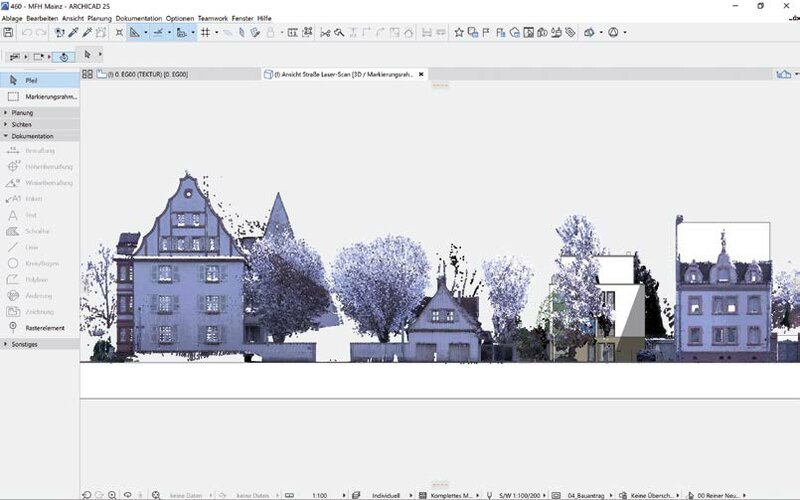 Ein Umgebungsscan der benachbarten Bebauung zeigt, wie sich ein Neubauprojekt in das Umfeld einfügen kann. Entwurfsentscheidungen bei der Bauherrschaft und den Planenden werden somit einfacher.