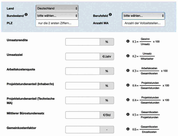 Eingabemenü zum Upload der eigenen PeP-7-Kennzahlen-Werte als Voraussetzung zum anonymen, privilegierten Benchmarking.