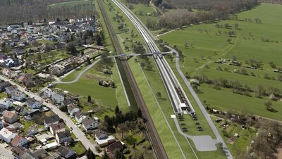 Vogelperspektive der Rheintalbahn