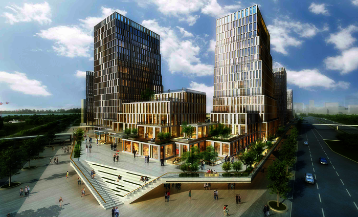 Wohn- und Einkaufszentrum Yiwu Chouzhou Jiangbin Road Commercial Street.