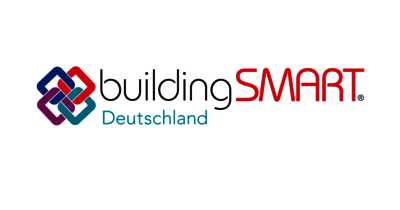 Logo Schriftzug buildingSMART Deutschland auf weißem Grund