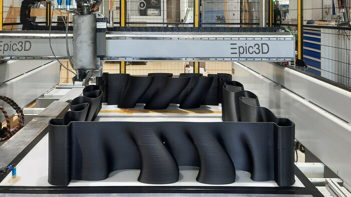 Granulat-basierter 3D-Druck erobert Fassadenbau