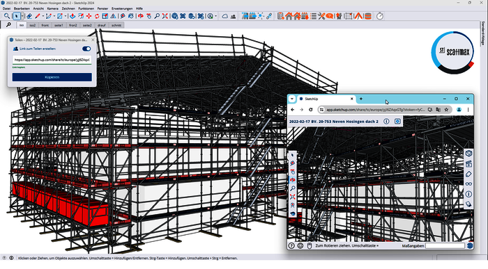 Gerüstbausoftware scaffmax 23.2 ermöglicht einfache Modellfreigabe über SketchUp 2024