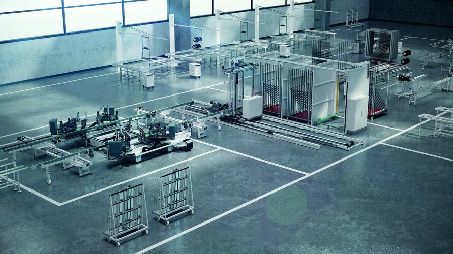 Vier-Kopf-Eckverbindermaschine Schüco CC 800 für effiziente Linienfertigung 250721_Schueco_CC_800_Intralogistik.jpg