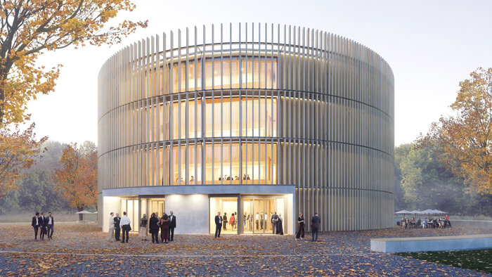 Visualisierung des viergeschossigen „Globe Theaters“.