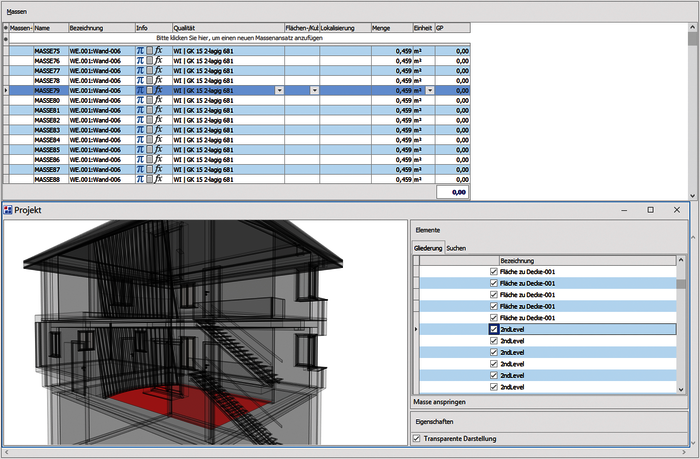 Detaillierte Massenermittlung mit BUILDUP import cad