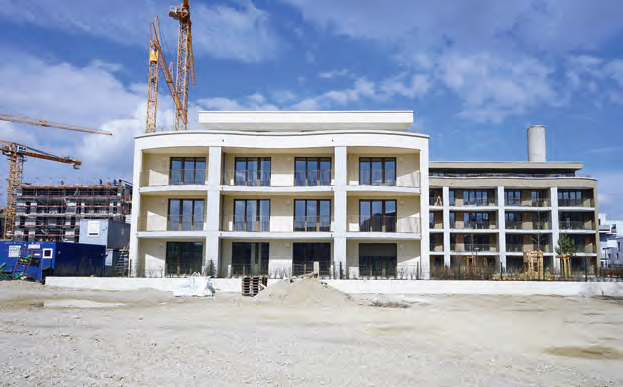 Seit dem Frühjahr 2017 sind die vier vorbildlich energiesparenden Neubauten in München- Schwabing fertig.