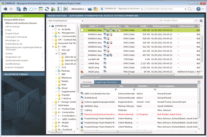 Projektdaten (ProjectFiles): Im Gegensatz zu Dokumenten-Management-Systemen erfordert die PIM-Software keinerlei firmenspezifische Anpassung von Workflows und Prozessen und kann beim entsprechenden Unternehmen leicht selbst installiert werden.
