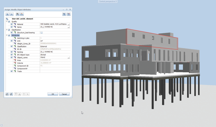 Gängige Praxis in der BIM-basierten Planung ist die Arbeit mit Fachmodellen, etwa für Architektur, Haustechnik und Tragwerksplanung; hier die Beispiele eines Architektur- und Tragwerksmodells.