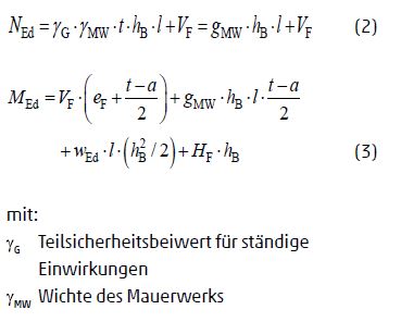 Der resultierende Bemessungswert der einwirkenden Normalkraft NEd sowie der Bemessungswert des auf die Auflagerachse bezogenen Moments MEd berechnen sich für das in Abbildung 1 dargestellte System mit Hilfe von Gleichung (2) und (3).