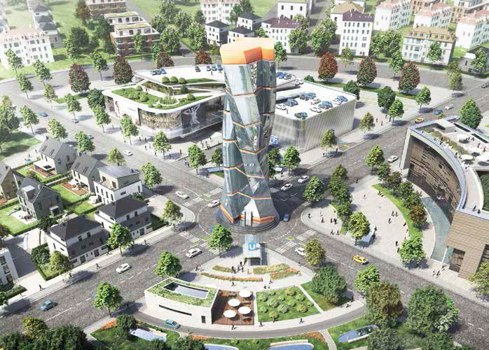 „Delta-City“ ist eine digitale Stadtlandschaft, die die Anwendungsmöglichkeiten der „Delta-Systemlösungen“ in einer aufwändigen 3D-Darstellung lebendig und anschaulich macht.