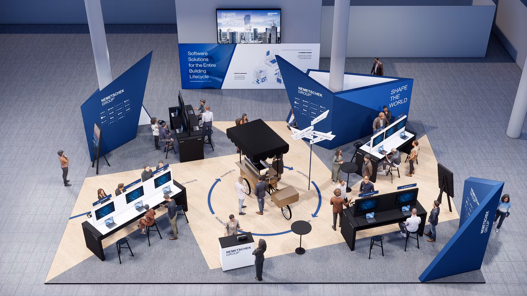 Allplan präsentiert auf der diesjährigen BIM World Munich sein umfangreiches Lösungsportfolio für Architekten, Ingenieure, Fertigteilplaner und Bauunternehmer. © ALLPLAN