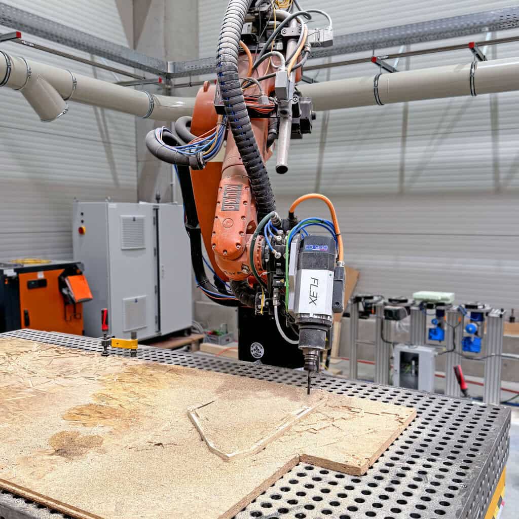 Robotik, digitale Fertigung und modulares Bauen machen das traditionsreiche Bauen mit Holz zukunftsfähig. © Martin Dembski / HTWK Leipzig