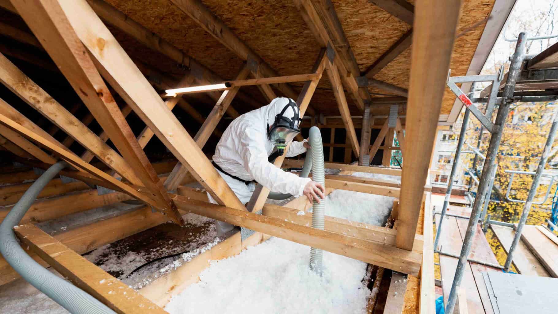 Das maschinelle Einblasverfahren ermöglicht eine fugenlose und gleichmäßige Verfüllung der Dämmung, selbst in schwer zugänglichen Bereichen. © Kematherm Halberstadt GmbH