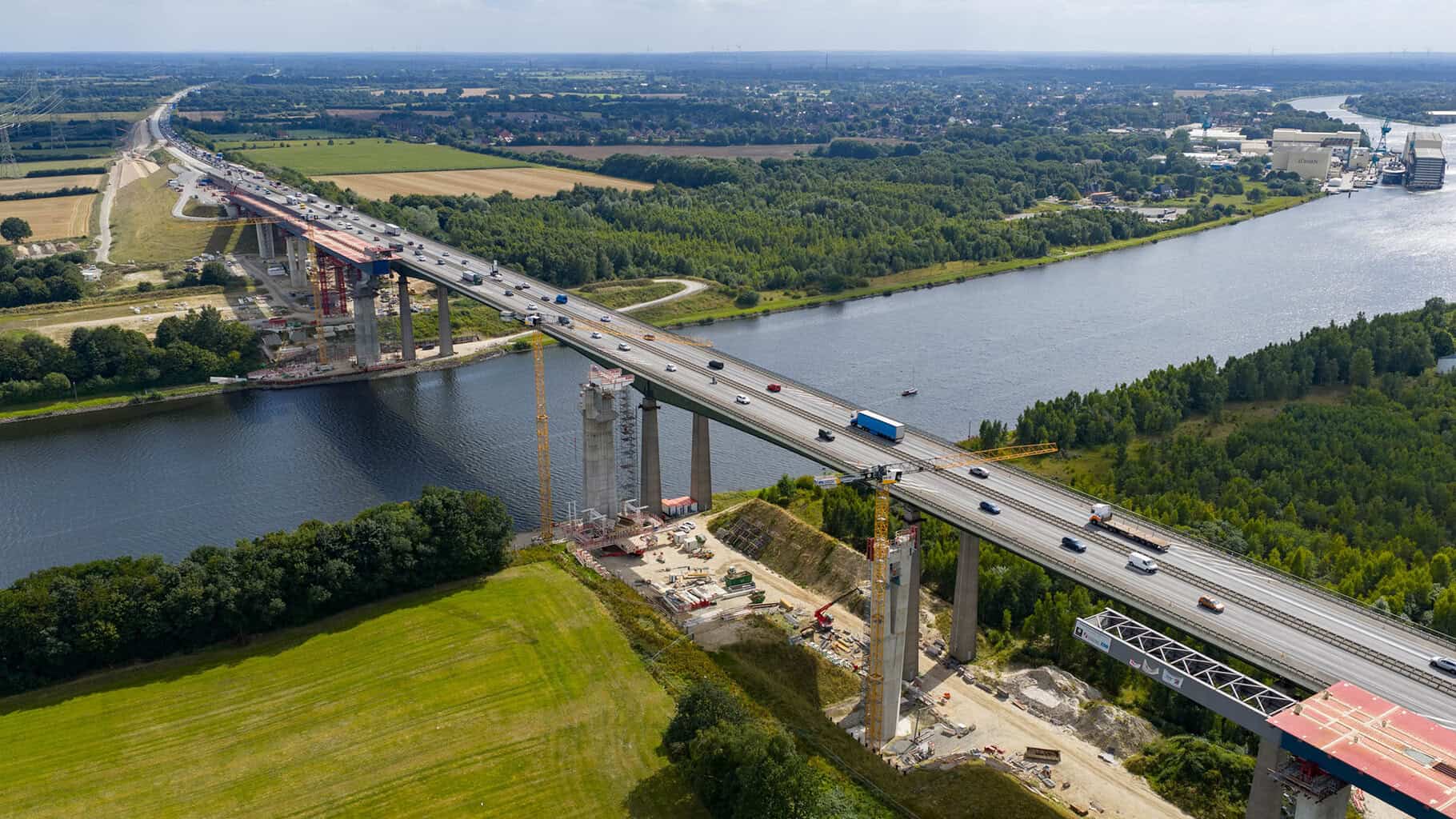 Ersatzneubau Rader Hochbrücke (A7) über den Nord-Ostsee-Kanal am 27. August 2025 © DEGES