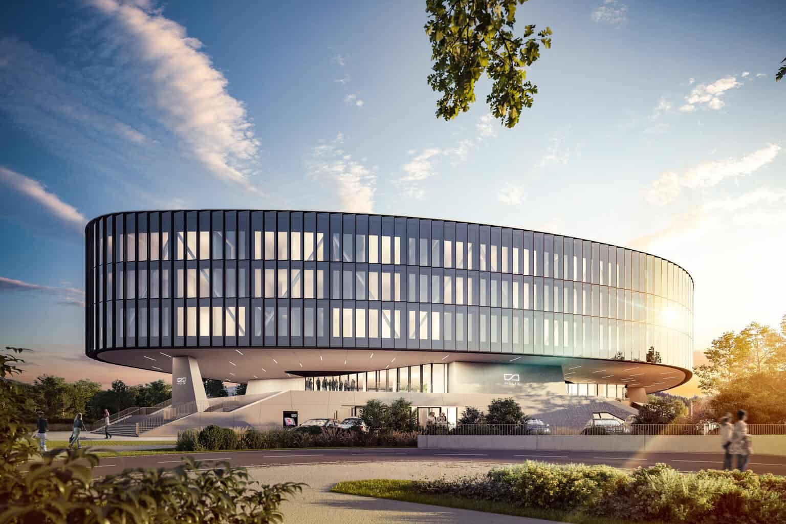 Direkt an der österreichischen A1 liegend ist die Helix kaum zu übersehen. Mit dem neuen Premium Workspace Salzburgs gestalteten planquadr.at eine architektonische Landmarke. © Planquadr.at