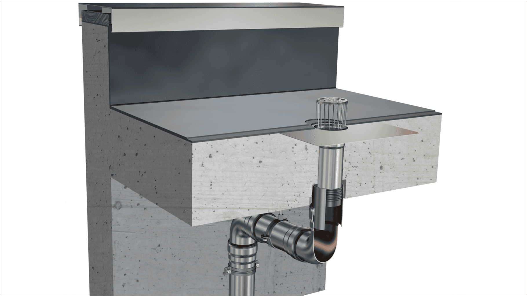 Edelstahl-Ablauf mit Sanierungsdichtung © Loro