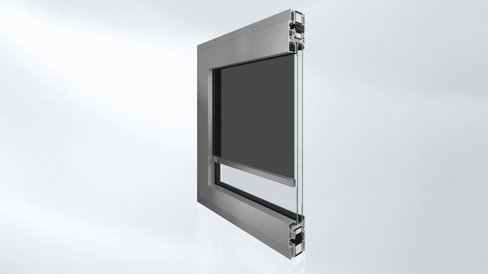 Innen liegender Sonnenschutz, der komplett in der Glasleiste verschwindet: Symbiotic-Fenster mit Integralmaster. © Schüco International KG