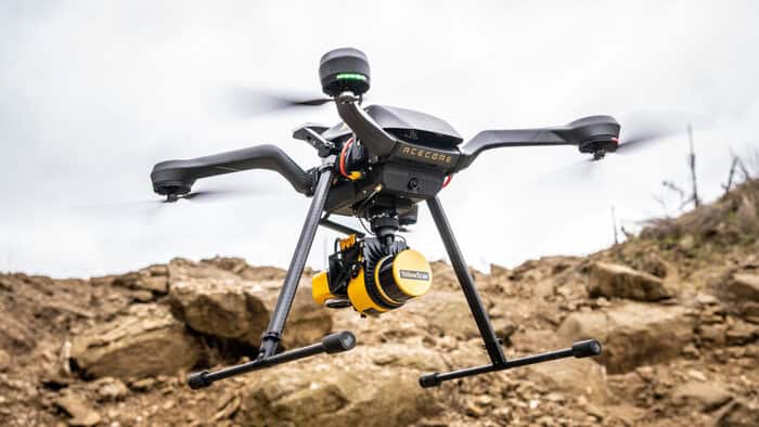 Drohne mit LiDAR-Scanner: Die LiDAR-Technologie ermöglicht Aufnahmen in schwer zugänglichen