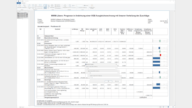 Abfrage der Umlagenwerte und Darstellung der Ausgleichsrechnung © MWM Software & Beratung GmbH, Bonn