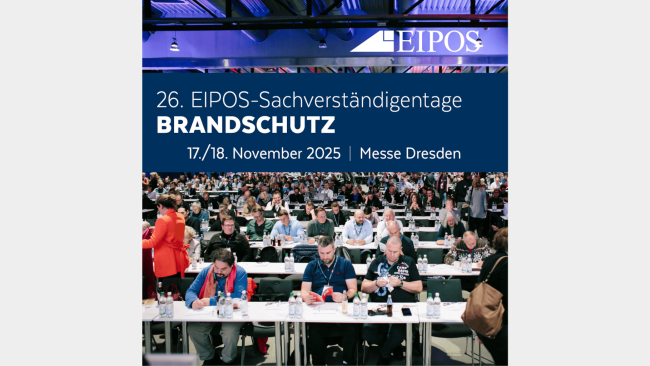 Die Brandschutzbranche trifft sich am 17. und 18. November 2025 in Dresden zu den 26. EIPOS-Sachverständigentagen Brandschutz. © EIPOS Europäisches Institut für postgraduale Bildung GmbH