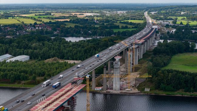 Ersatzneubau Rader Hochbrücke (A7) über den Nord-Ostsee-Kanal am 27. August 2025 © DEGES