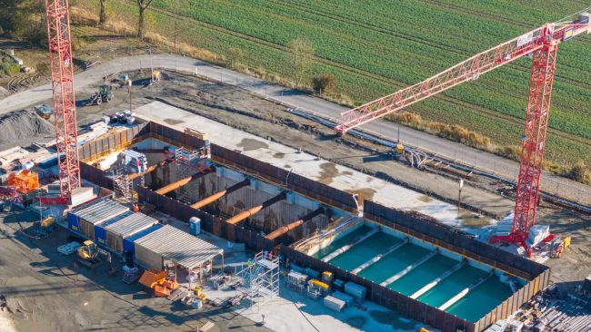 Ab 2028 sollen sechs 525‑kV‑Kabel erneuerbare Energie unter der Elbe hindurch transportieren. © PORR