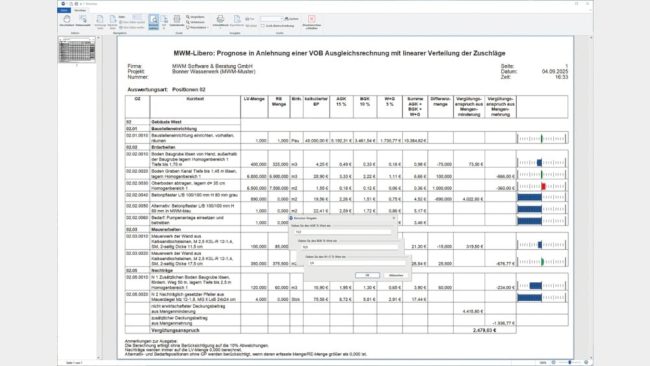 Abfrage der Umlagenwerte und Darstellung der Ausgleichsrechnung © MWM Software & Beratung GmbH, Bonn