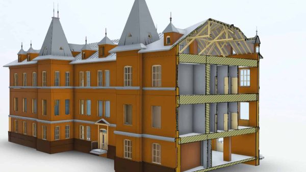 Geschnittenes Bestandsmodell eines Gebäudes unter Denkmalschutz im Format IFC © Carsten Schröder