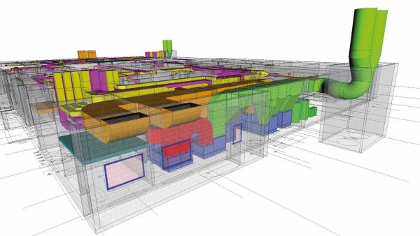 BIM-Modell der TGA-Fachplanung-Lüftung für Gebäude Herzzentrum Klinikum Ludwigshafen © Katzschmann