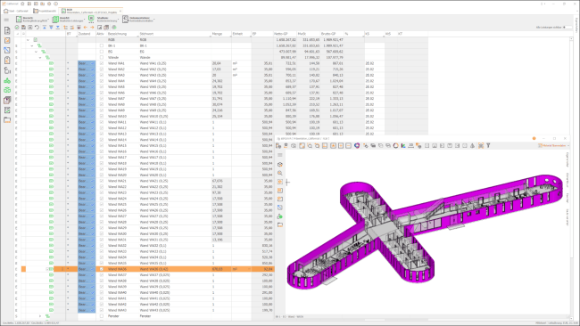Das Raum und Gebäudebuch nutzt die über BIM2AVA bereit gestellten 3D-Bauwerksmodelle. © G&W Software AG, München