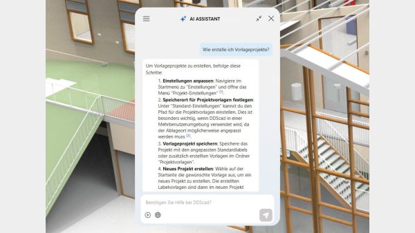 Der AI Assistant in DDScad 21 spart Zeit und erleichtert das Einarbeiten in neue Themenbereiche. © Graphisoft