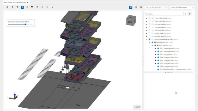 Der BIM-Viewer unterstützt jetzt das Messen von Abständen und verfügt zudem über neue Features bei grafischen Abfragen, bringt bessere Filtermöglichkeiten mit sich und sorgt für eine vereinfachte Orientierung im Modell. © RIB IMS GmbH