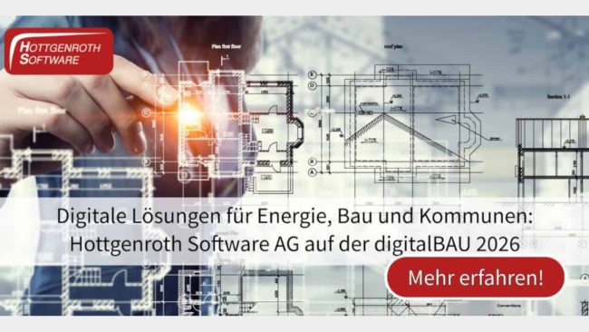Der Softwarehersteller Hottgenroth ist auf der digitalBAU 2026 in Halle 8, Stand 103 zu finden. © Hottgenroth Software AG
