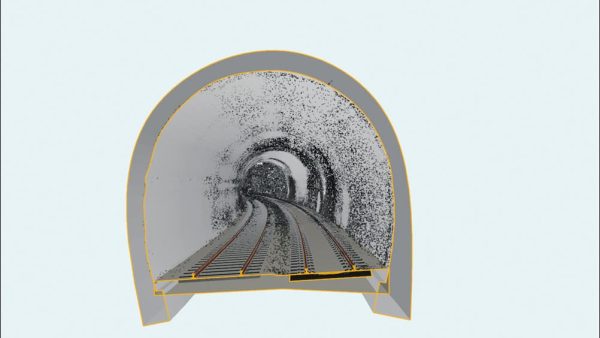 Die Innenseite der Tunnel lässt sich hochpräzise per Laserscan erfassen. Die dabei erzeugte Punktwolke umfasst rund 800 Millionen Punkte. Erdseitig stehen dem lediglich zwei Dutzend Erkundungsbohrungen gegenüber. © Krebs+Kiefer Ingenieure GmbH
