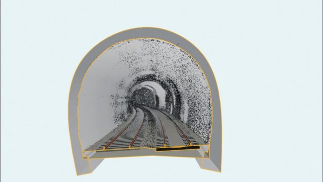 Die Innenseite der Tunnel lässt sich hochpräzise per Laserscan erfassen. Die dabei erzeugte Punktwolke umfasst rund 800 Millionen Punkte. Erdseitig stehen dem lediglich zwei Dutzend Erkundungsbohrungen gegenüber. © Krebs+Kiefer Ingenieure GmbH