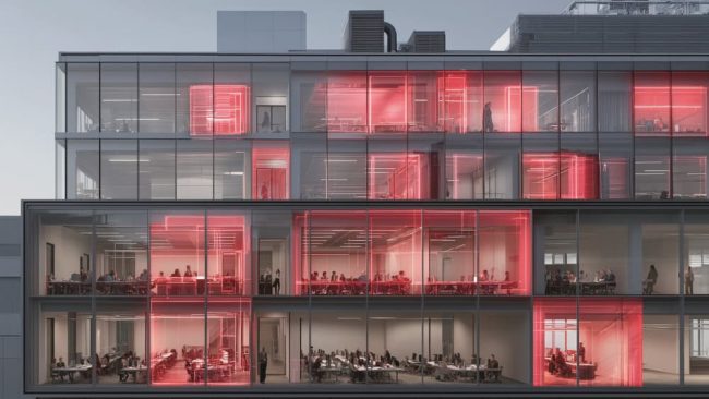 Bei der Analyse unterstützt Schüco dabei bedarfsgerechte Brand- und Rauchschutzmaßnahmen in Bestandsgebäuden abzuleiten für mehr Transparenz. © Schüco International KG