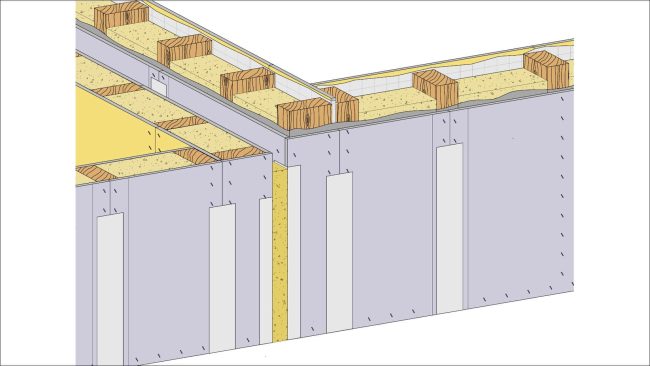 Gebäudeabschlusswand für GK 3 – eine wirtschaftliche, weil einlagig beplankte Konstruktionsvariante für Holztafelbauwände © SAINT-GOBAIN ISOVER G+H AG / SAINT-GOBAIN RIGIPS GmbH