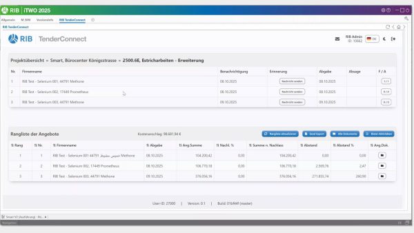 Mit RIB TenderConnect ist die Angebotsvergabe unmittelbar an eines der größten Nachunternehmernetzwerke innerhalb der DACH-Region mit über 160.000 Nachunternehmern angebunden. © RIB Software GmbH