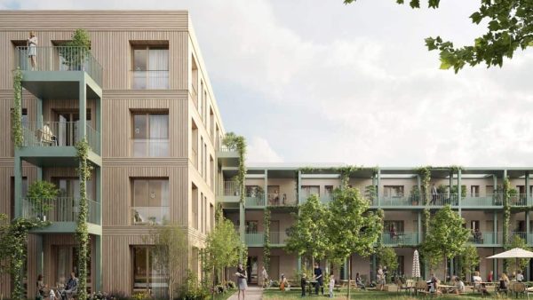 Im Baden-Württembergischen Kernen entsteht das Quartier Hangweide als sozial geförderter Wohnungsbau. Bild: blocher partners Architekten