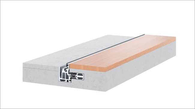 Minimalbodenschiene „Smart 10" mit nur zehn Millimeter Höhenversatz: Geeignet für die Aluminium-Glas-Faltwand-Systeme Ecoline, Highline und Megaline. © Solarlux GmbH