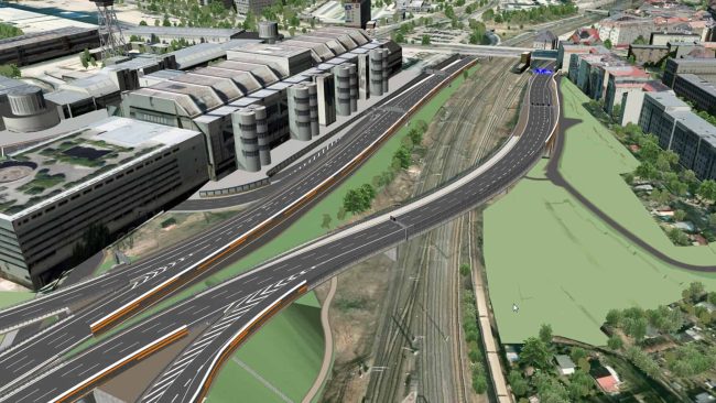 Visualisierung des Ersatzneubaus der Ringbahnbrücke, A100, Berlin © DEGES