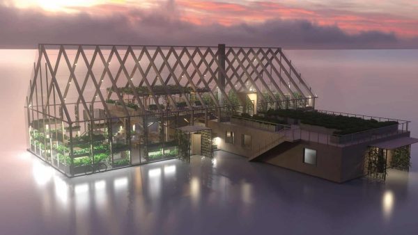 Das wahrscheinlich klimafreundlichste Restaurantgebäude der Welt kommt ganz ohne Beton aus – es steht auf Schaumglasplatten. Quelle: Claes Stenmark