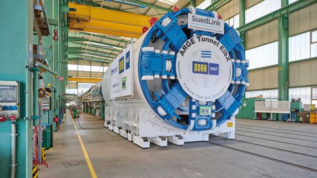 Die für das Projekt entwickelte TBM ist speziell für die wechselnden Bodenverhältnisse unter der Elbe ausgelegt und wird im maschinellen Vortrieb mit Tübbingausbau arbeiten. © TenneT TSO GmbH