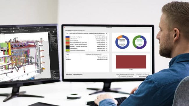 Grundlage für die Ermittlung der CO₂-Emissionen in Archicad ist die Ökobaudat. Durch die systemoffene Schnittstelle der Ökobaudat lassen sich die relevanten Kennwerte über Baustoffe