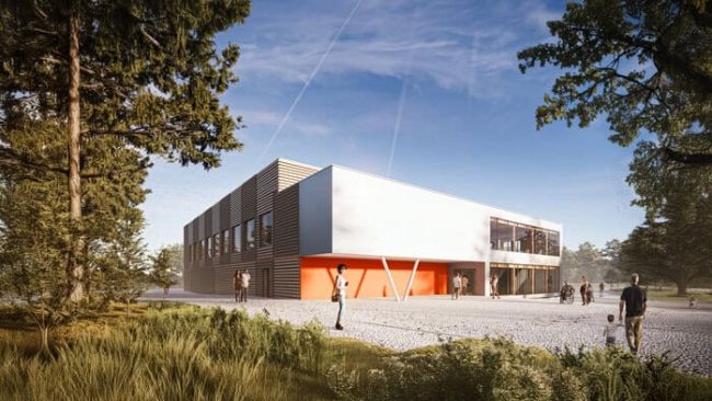 Visualisierung Mobiles Hallenbad Stuttgart: Außenperspektive © POOL out of the BOX GmbH - 4a Architekten