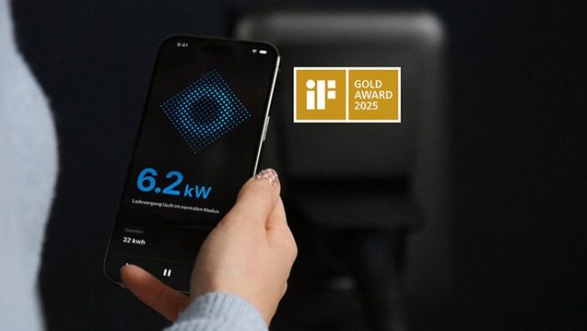 Hager Charge App mit dem iF DESIGN AWARD GOLD © Hager Vertriebsgesellschaft mbH & Co. KG